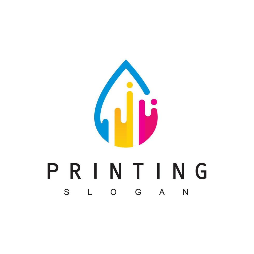 Digital Print Logo Design Template Using Colorful Drop Water Icon vector