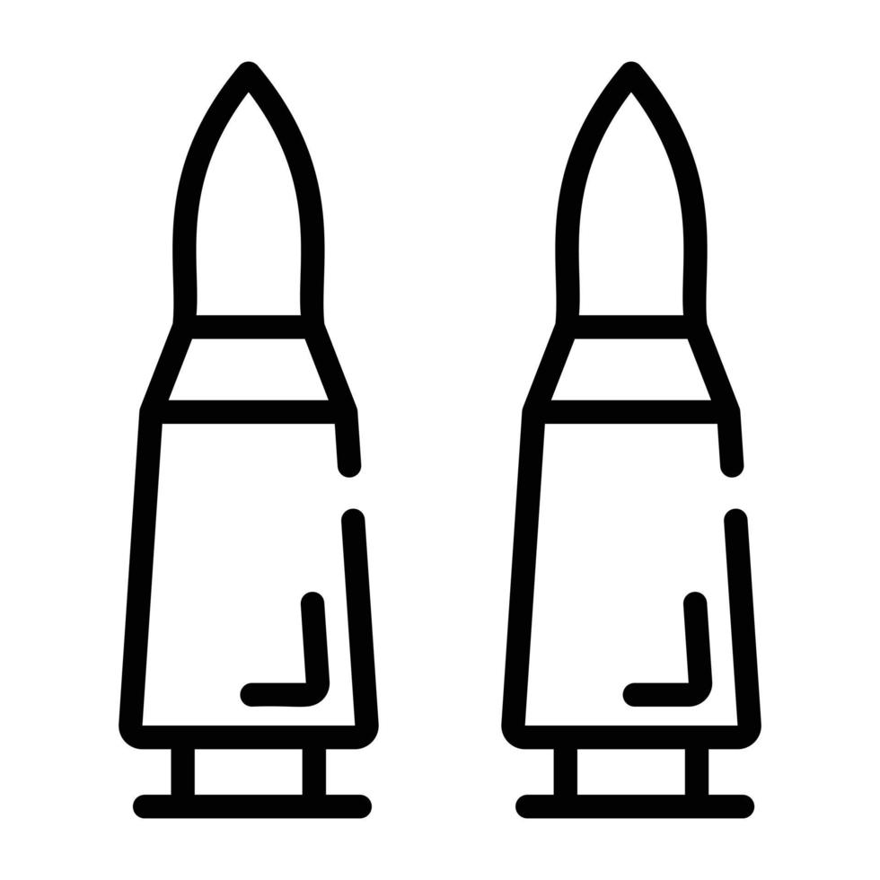 balas configuradas para disparar con pistola en icono de línea vector