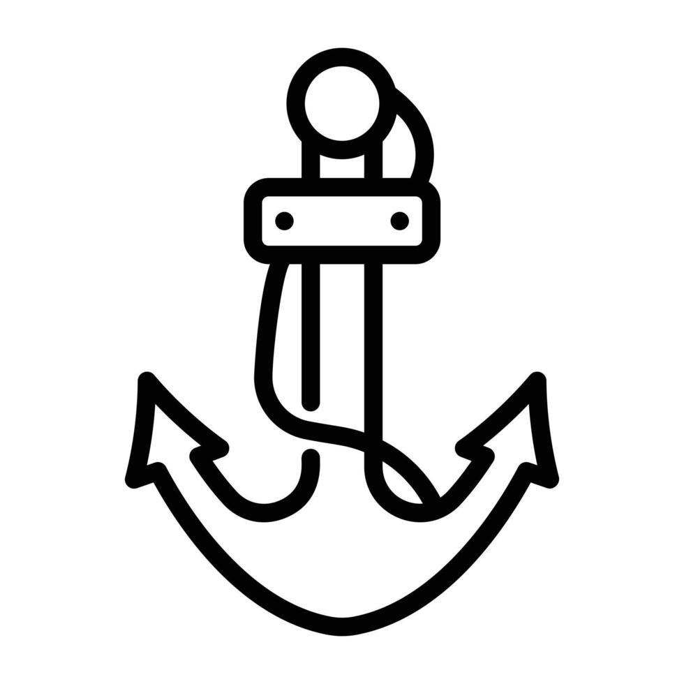 Harbor tool boat anchor icon in linear design vector