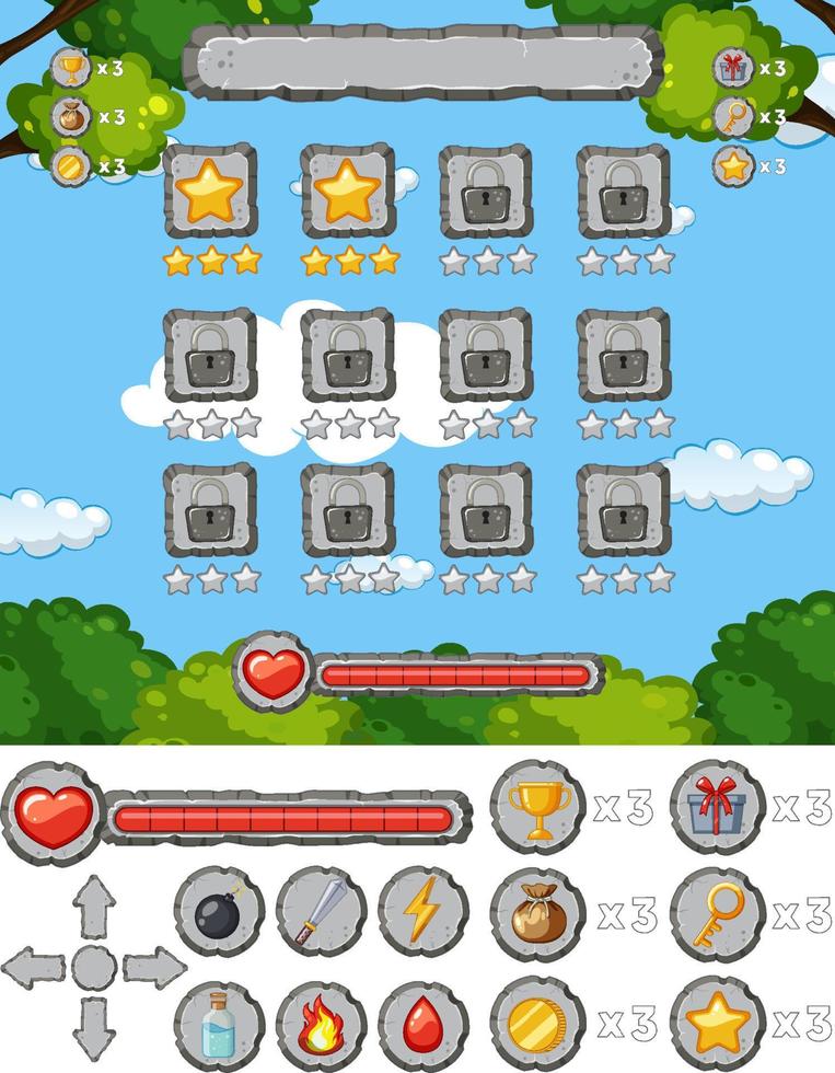 A game background template and elements vector
