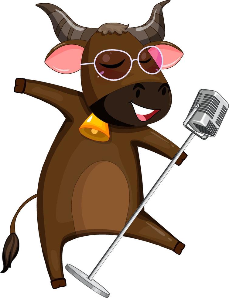 Brown cow cartoon character vector