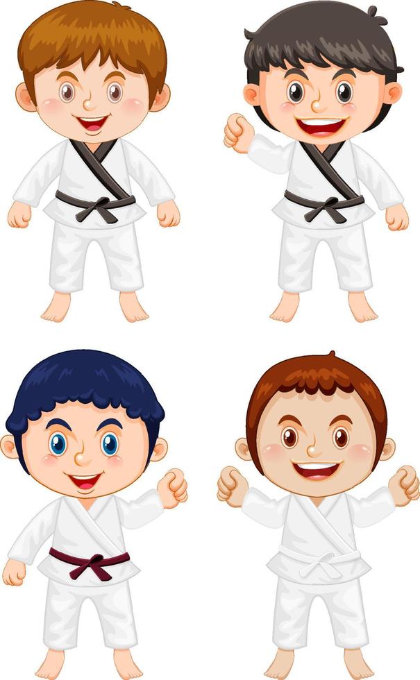 Children in taekwondo uniform vector