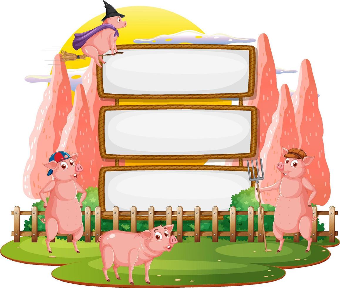 Empty banner template with farm animals vector