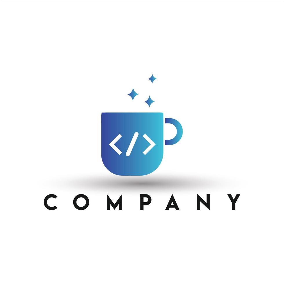 Coffee Code Logo. Programming Logo vector