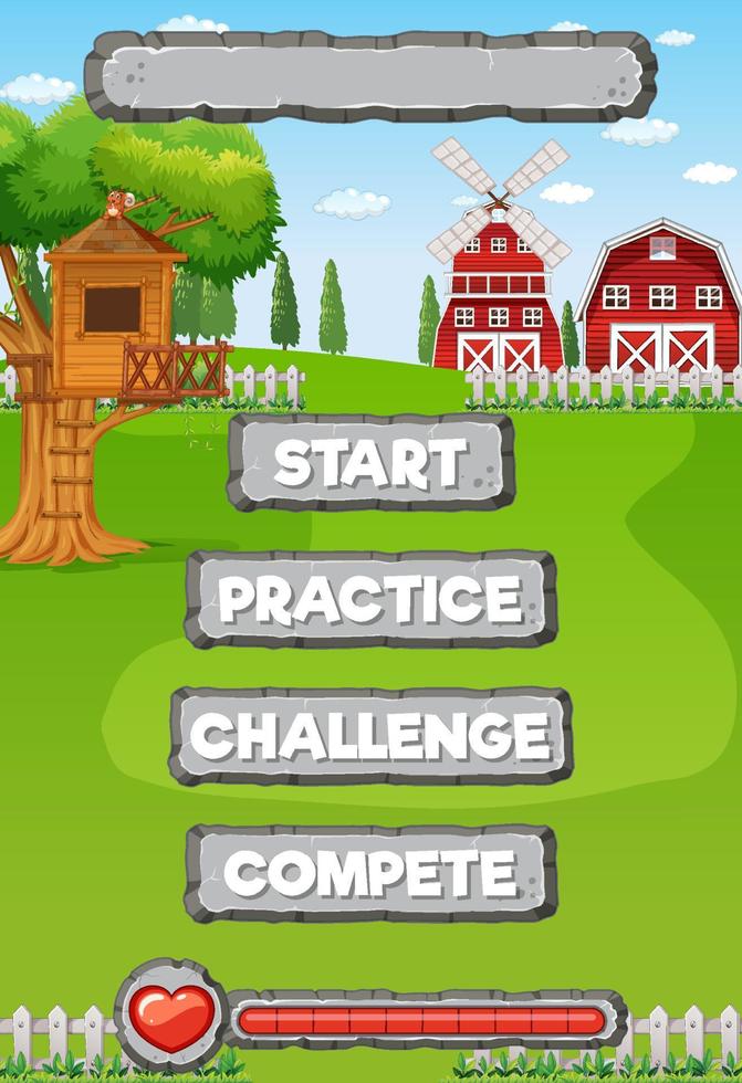 Game template rural farm background vector