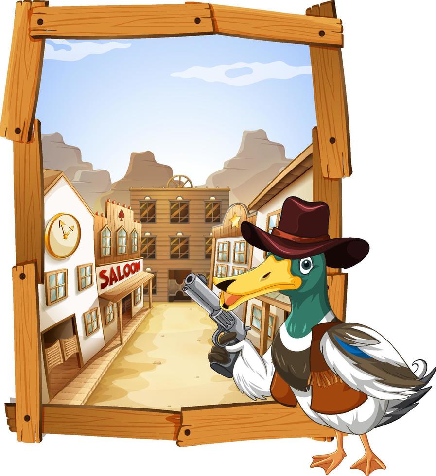 Cowboy duck cartoon character vector