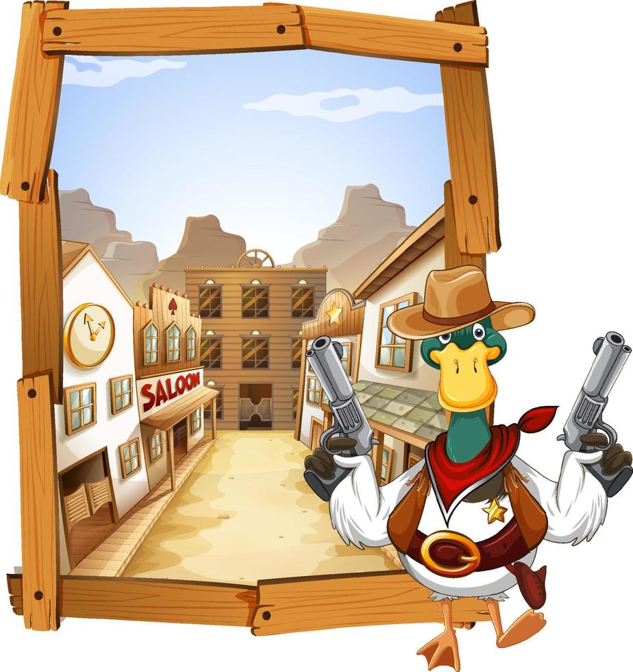 Cowboy duck cartoon character vector