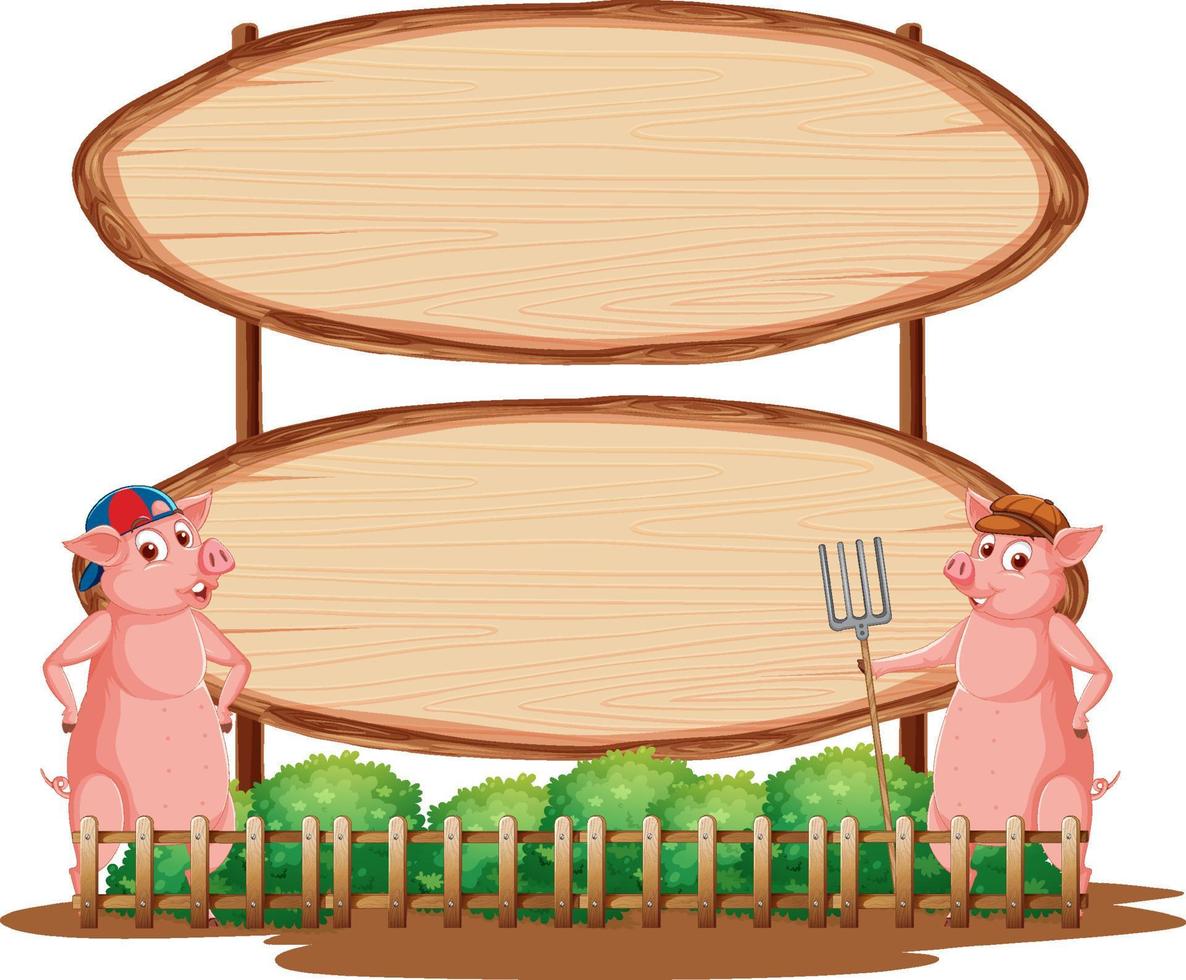 Blank oval wooden signboard with animal vector