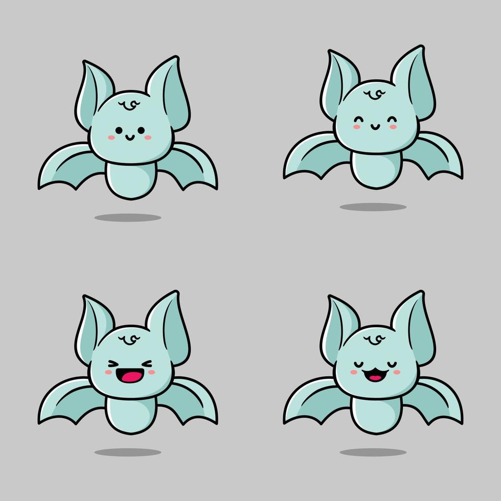 vector illustration of cute bat emoji