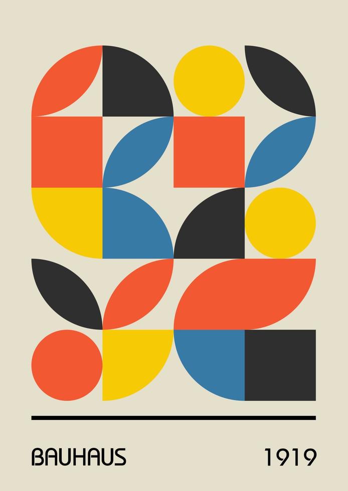 afiches de diseño geométrico mínimos de los años 20, arte mural, plantilla, diseño con elementos de formas primitivas. fondo de patrón retro bauhaus, círculo abstracto vectorial, triángulo y arte de línea cuadrada. vector