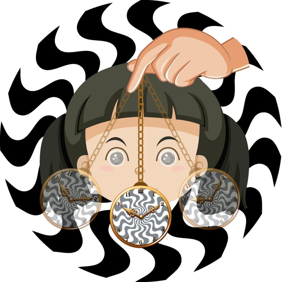 A girl being hypnotized with clock vector