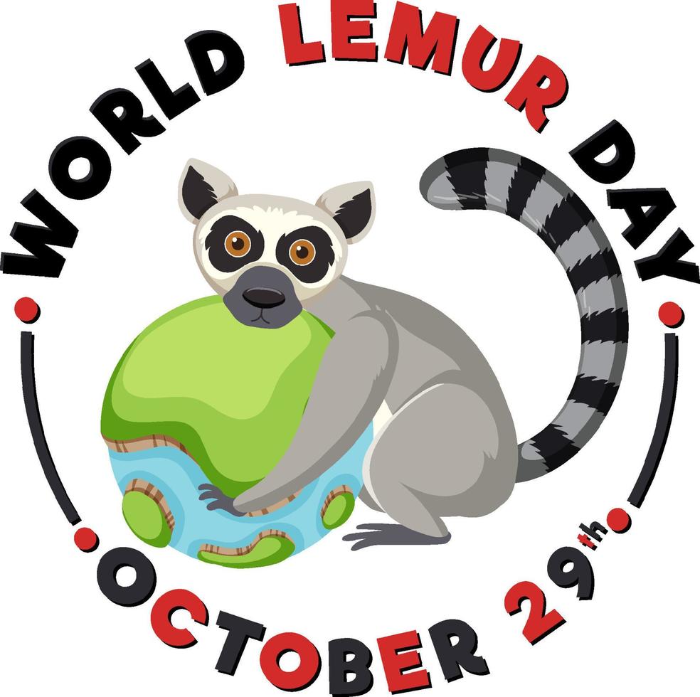diseño de banner del día mundial del lémur vector