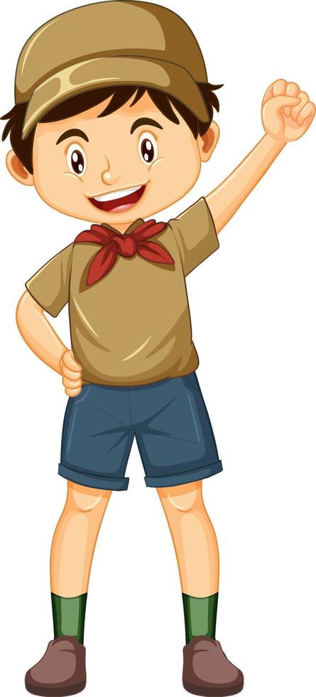 personaje de dibujos animados lindo chico camping vector