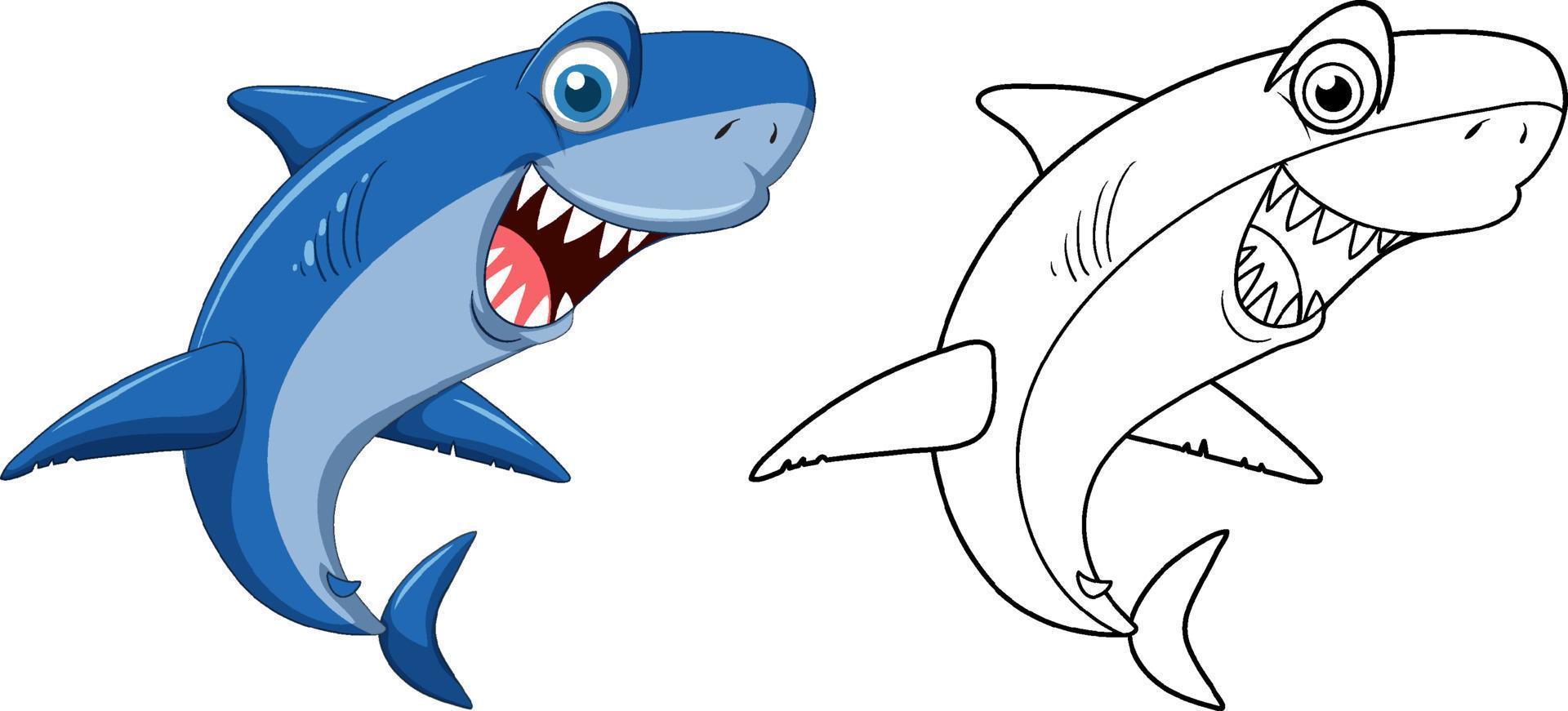 Doodle animal character for shark vector