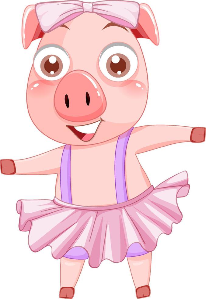 Cute pig cartoon character on white background vector