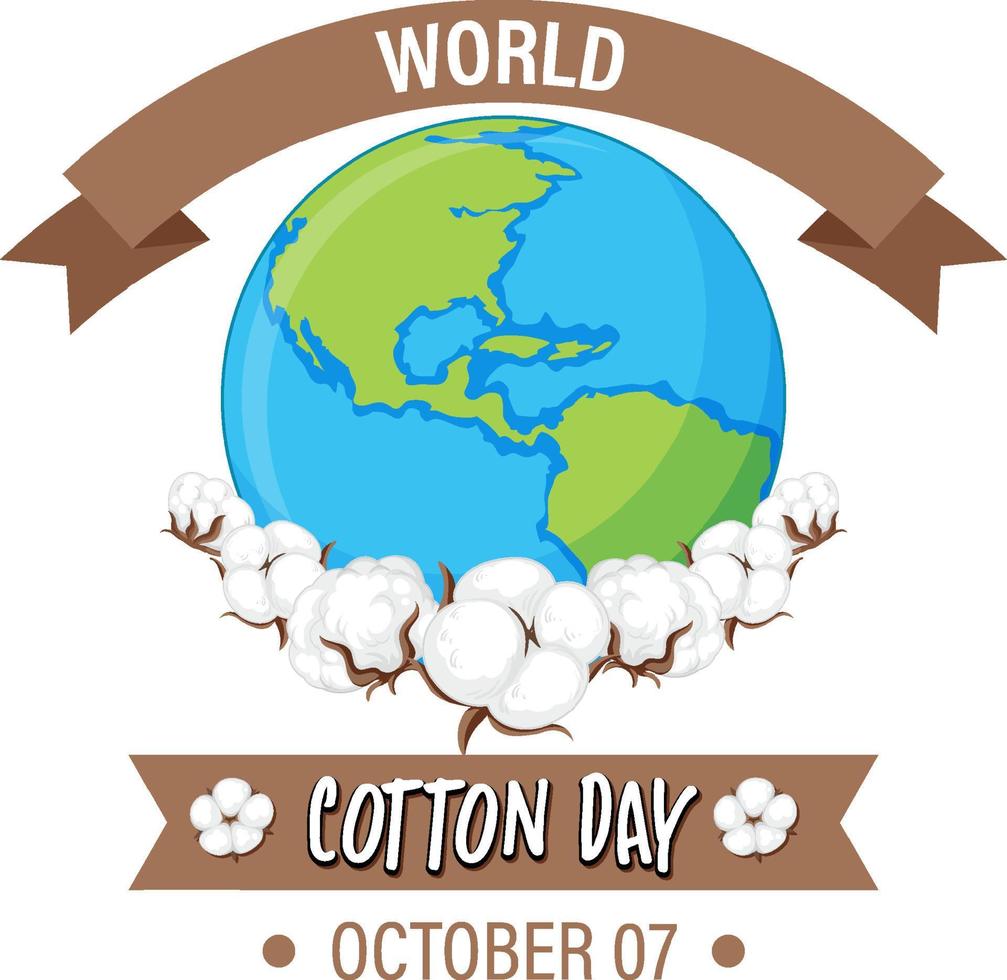 diseño de banner del día mundial del algodón el 7 de octubre vector