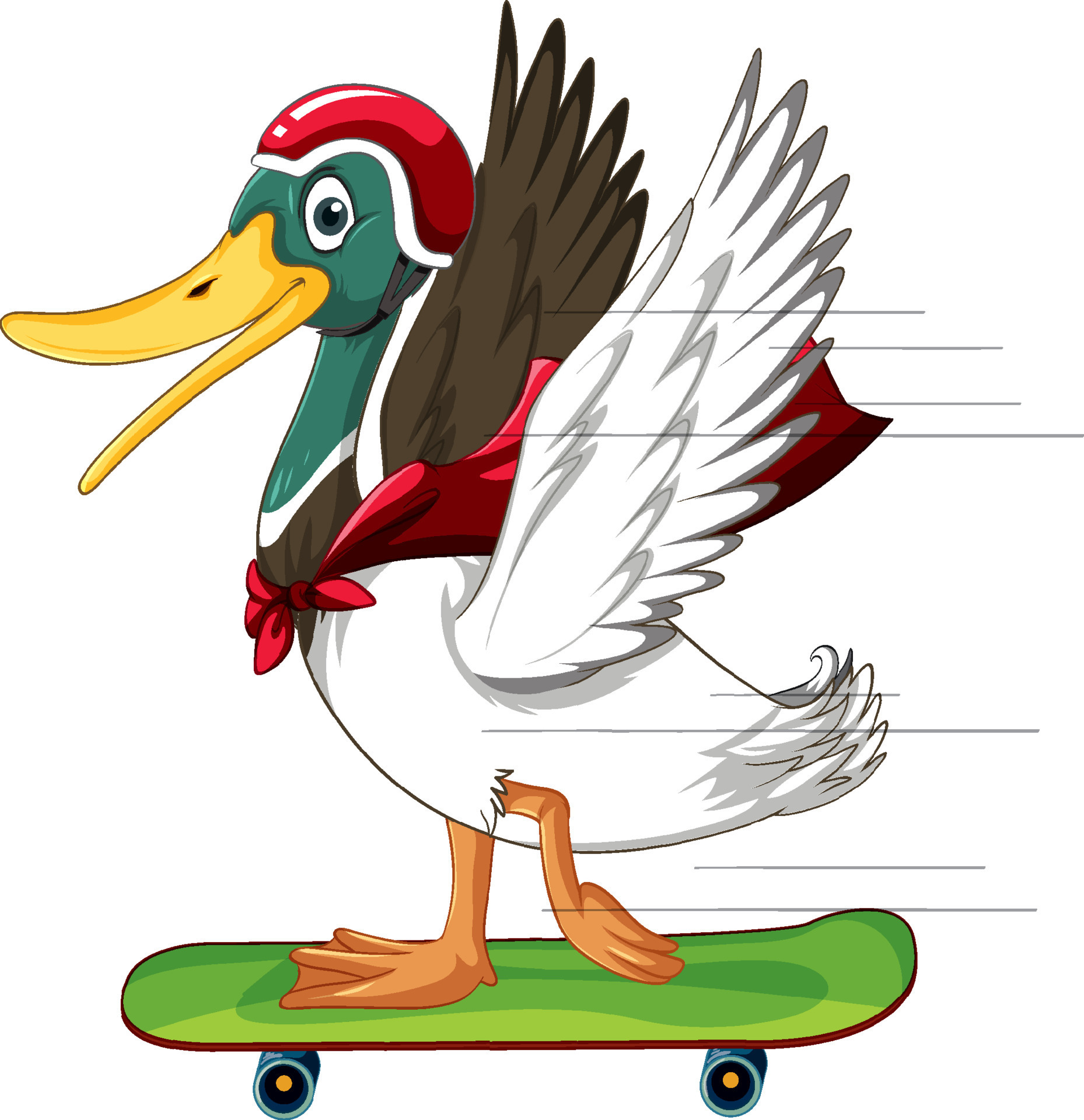Cartoon duck on skateboard 19863998 Vector Art at Vecteezy