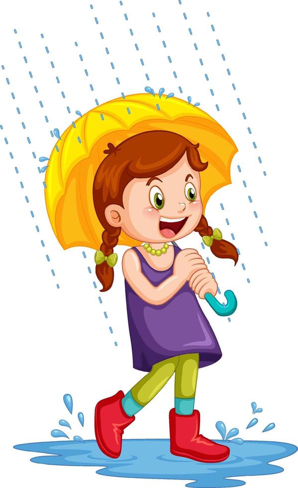 linda chica sosteniendo un paraguas vector