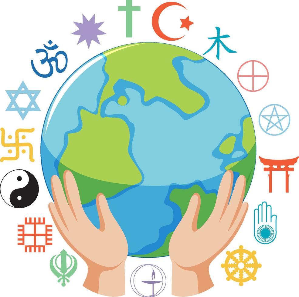 World religion symbols concept vector