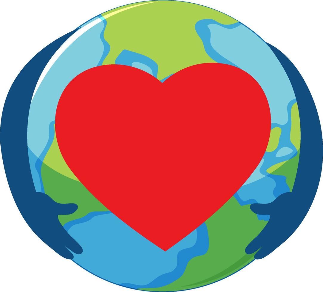 Earth globe symbol with heart vector