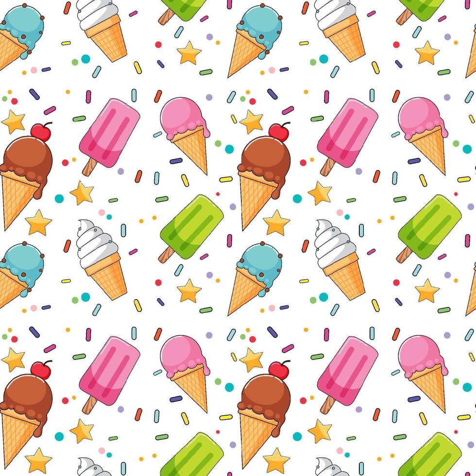 Sweet ice cream seamless pattern vector