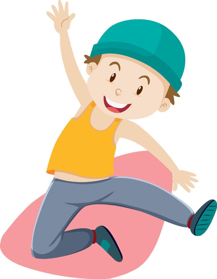 Active boy simple cartoon character vector