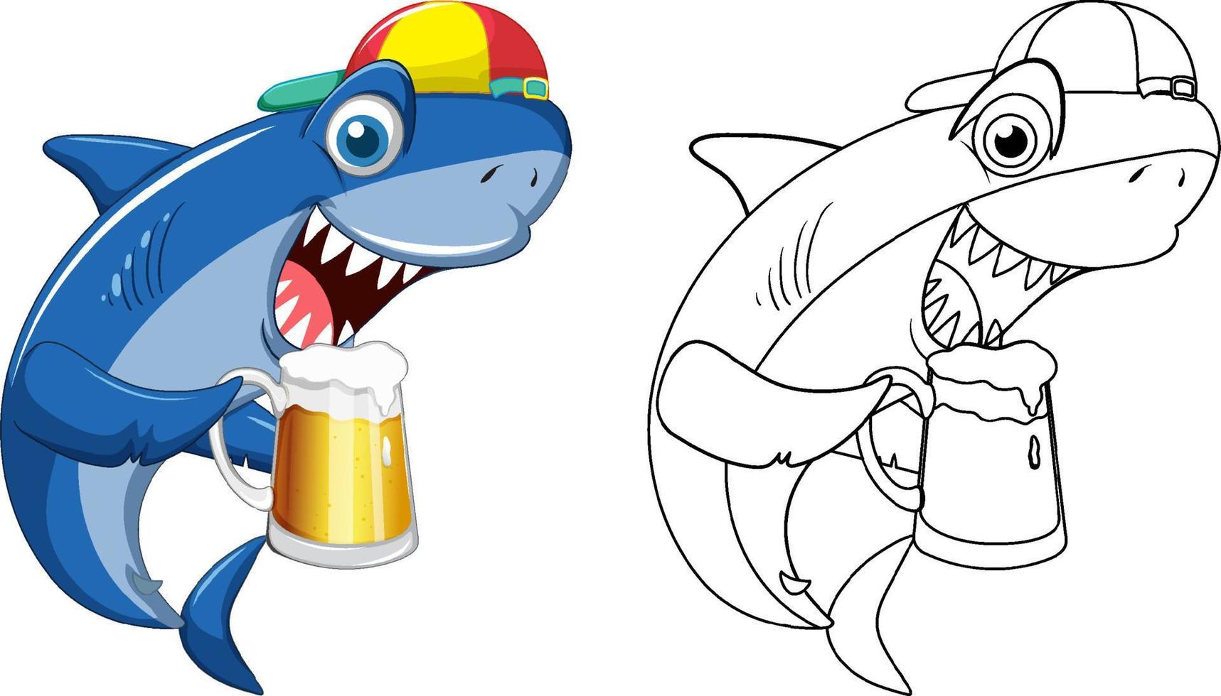 Doodle animal character for shark vector
