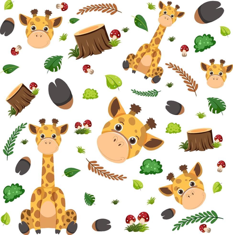 Giraffe cute animal seamless pattern vector