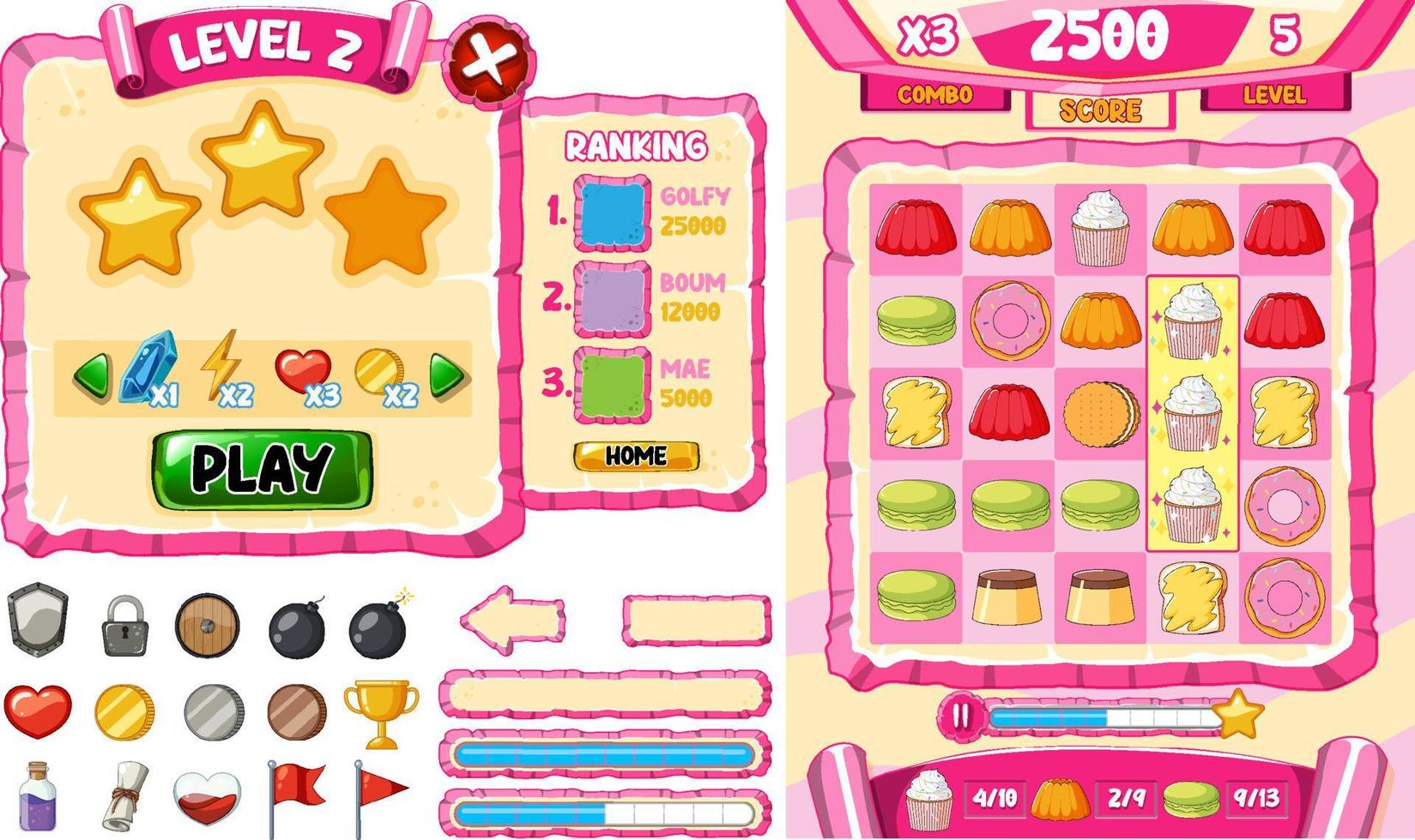 Game element template design set vector