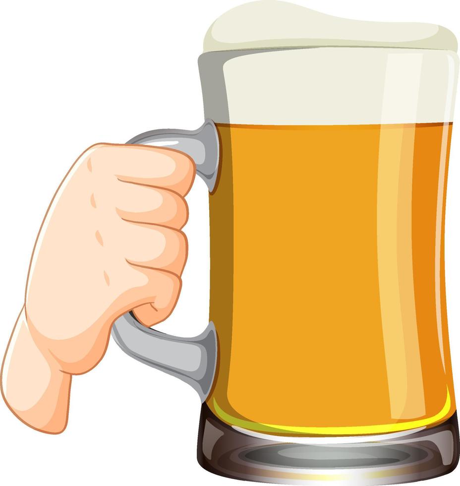 Hand holding beer glass vector