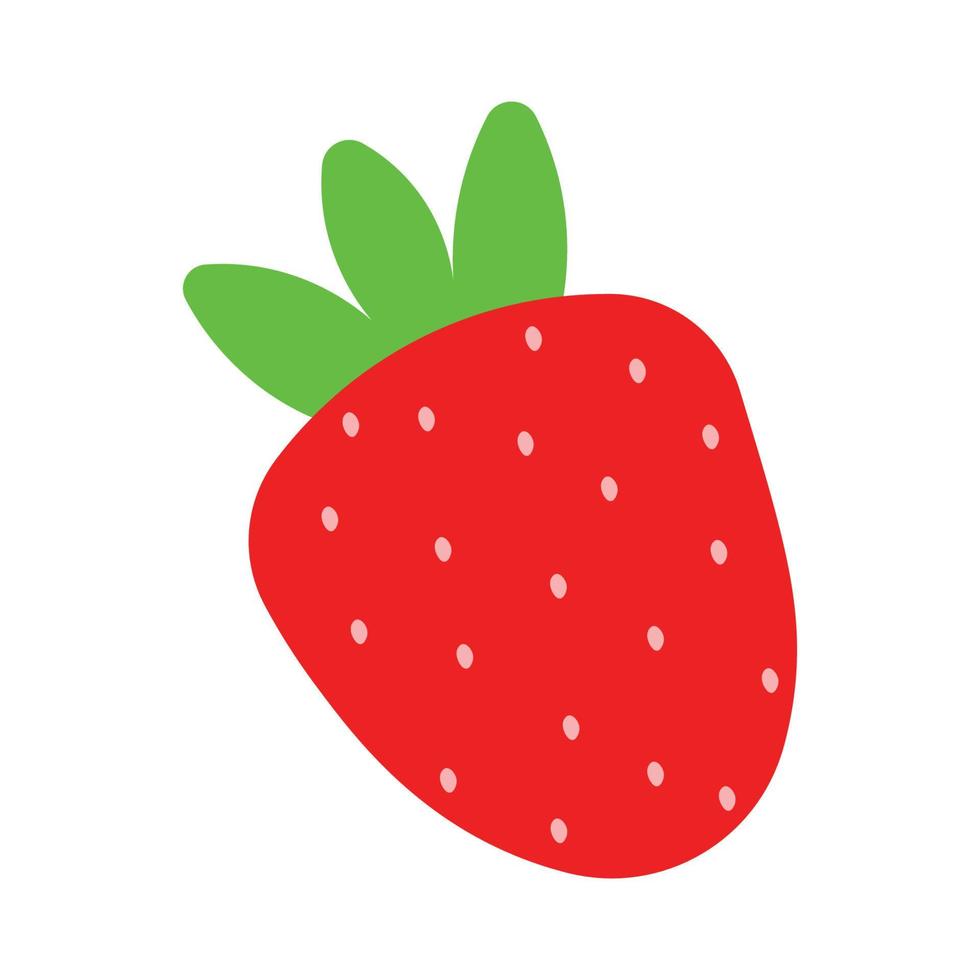 Hand Drawn Strawberry Fruit in Flat Cute Animated Cartoon llustration Image vector