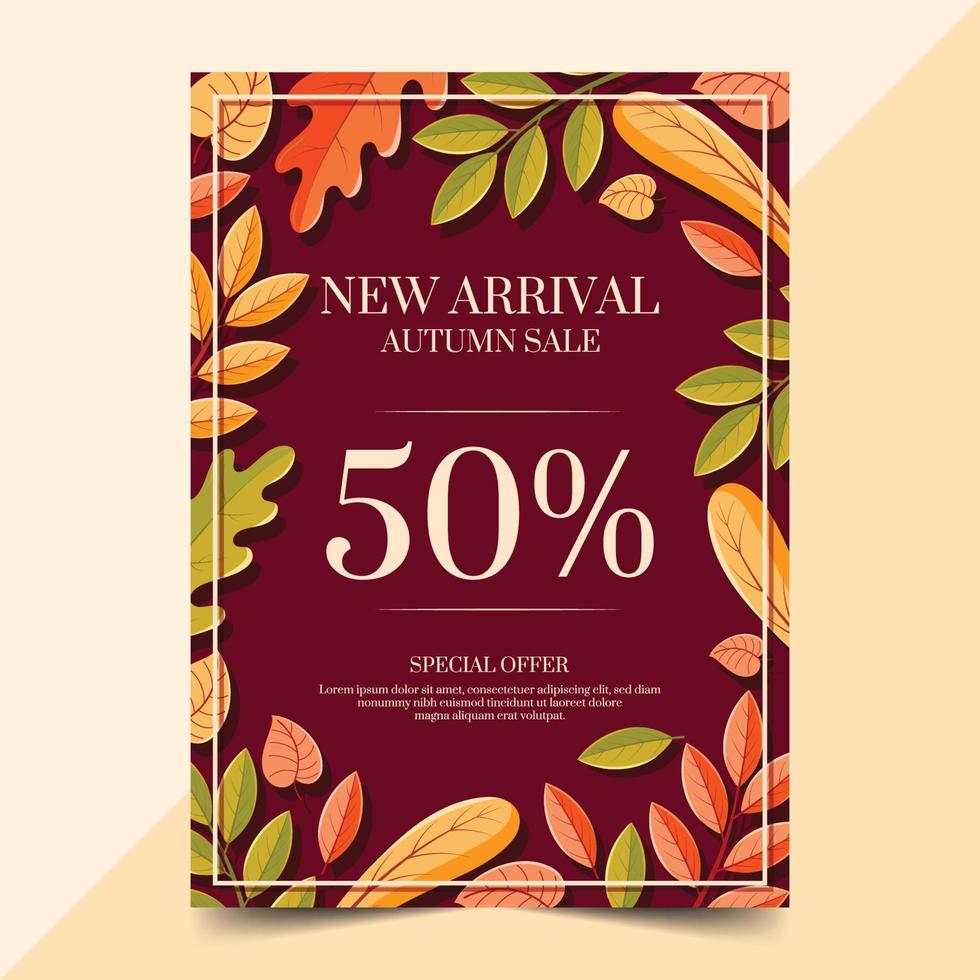 Autumn Vertical Sale Poster Template vector