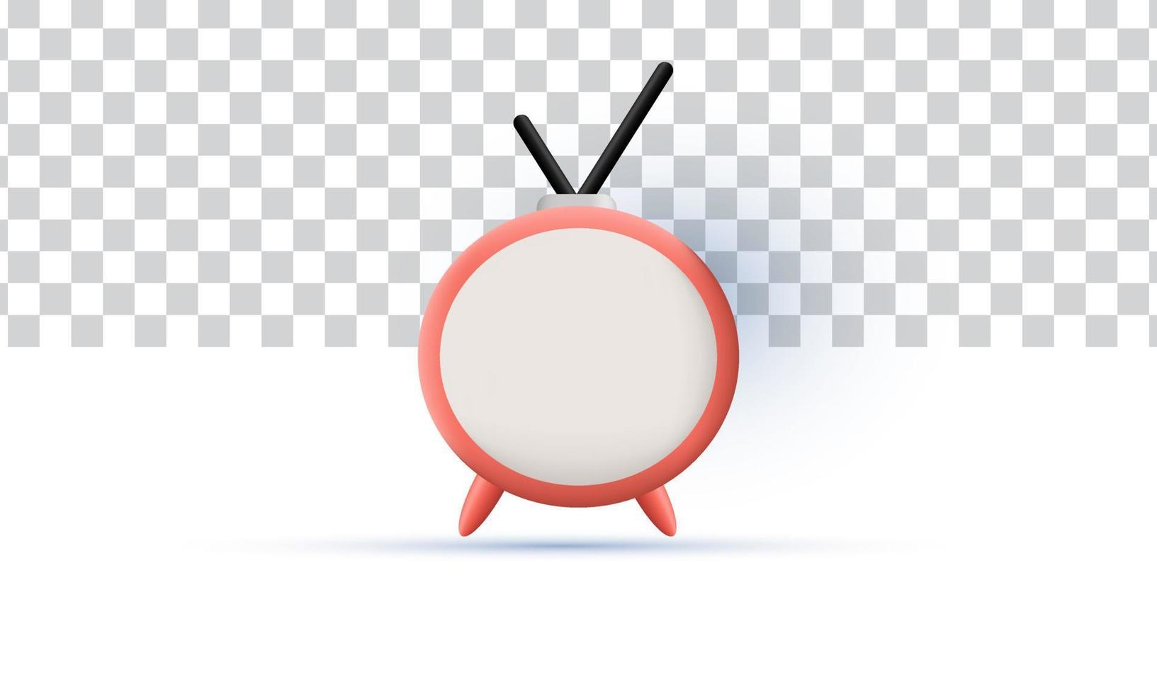 unique realistic cute orange old tv icon style 3d design isolated on vector