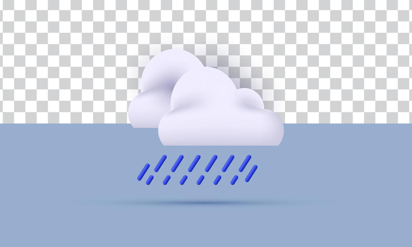 unique realistic cloud rain icon nature 3d design isolated on vector