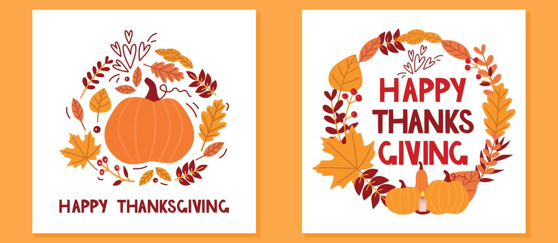 Autumn seasons with autumn leaves and floral elements in autumn flowers. Autumn greeting cards. Happy thanksgiving. vector