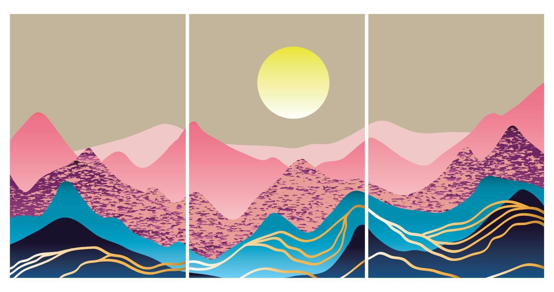 fondo japonés con vector de patrón de onda de línea. plantilla abstracta con patrón geométrico. diseño de diseño de montaña en estilo oriental.