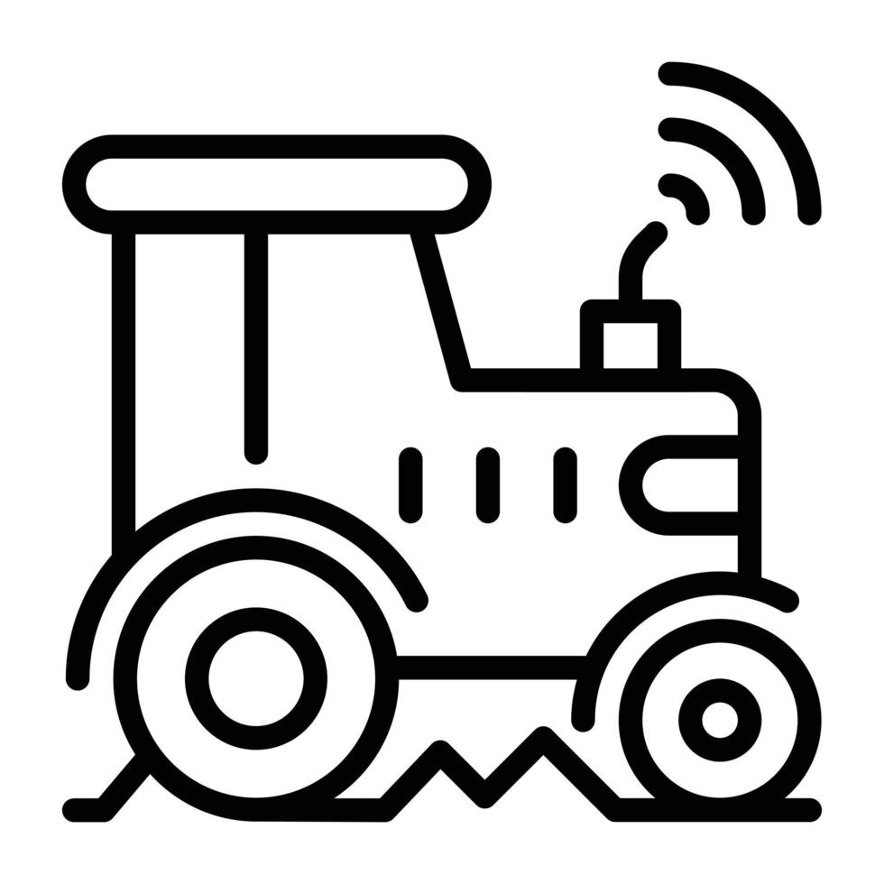 An outline icon vector of smart tractor