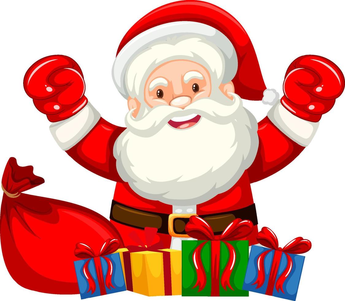 Santa Claus with Christmas gift boxes vector