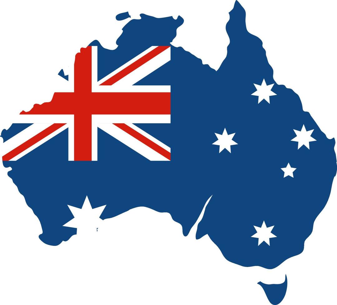 australiano bandera en Australia mapa forma vector