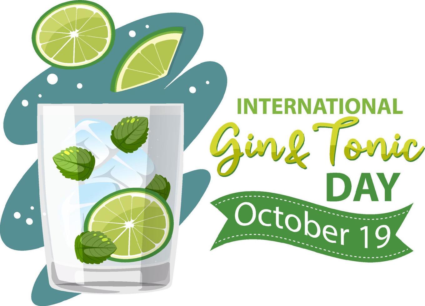 International gin and tonic day logo design vector