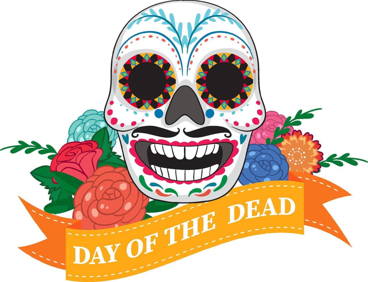 día de muertos con calavera de calaca vector