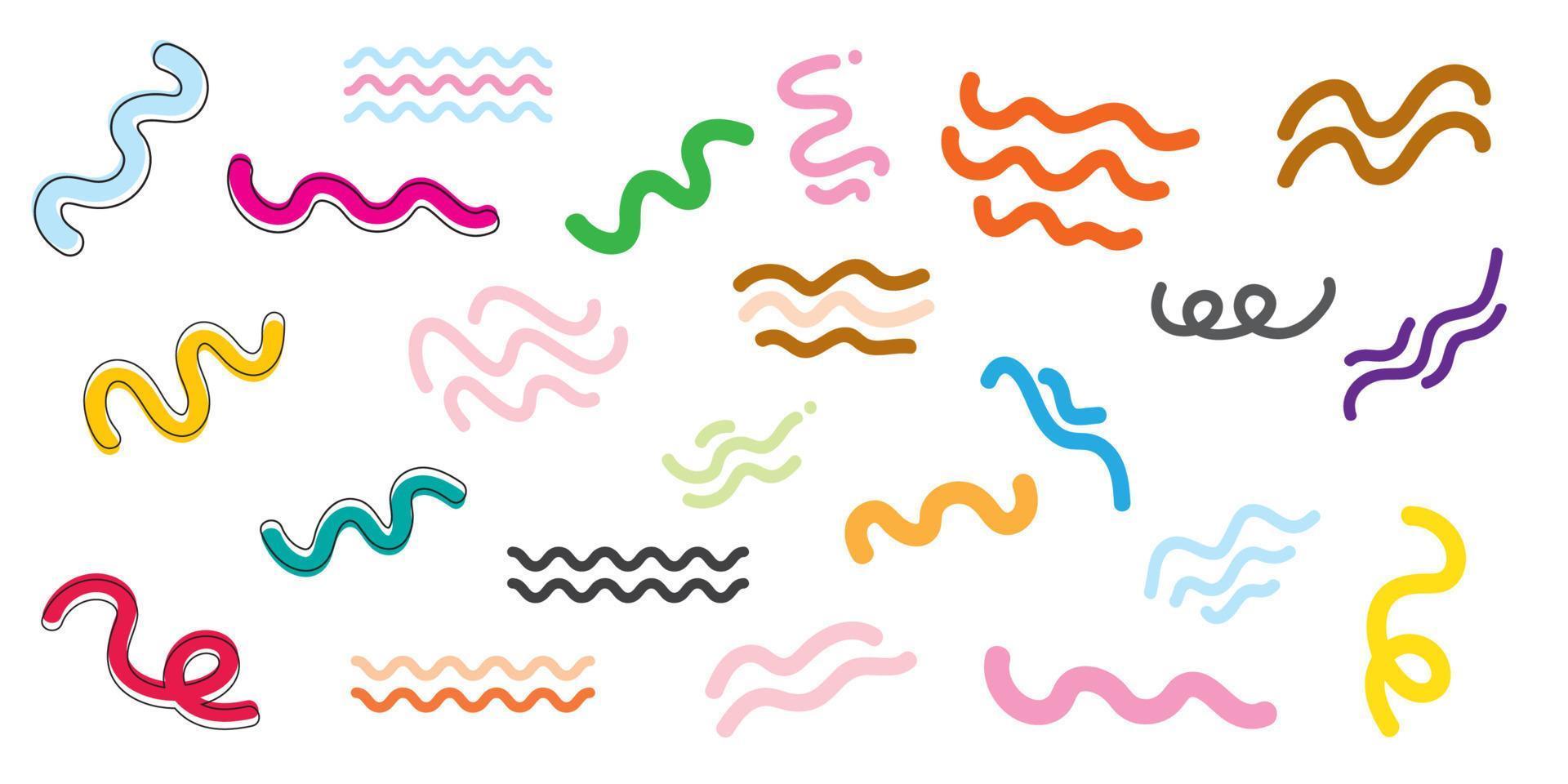 squiggly line hand painted modern style vector