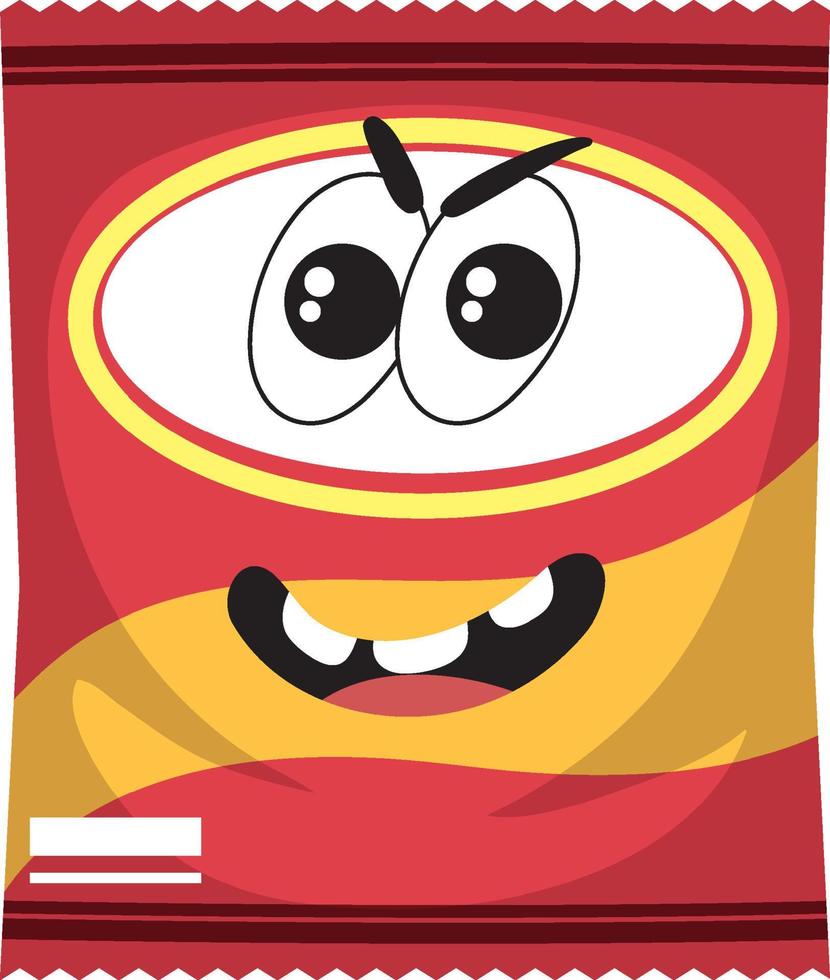 Snack bag with facial expression vector