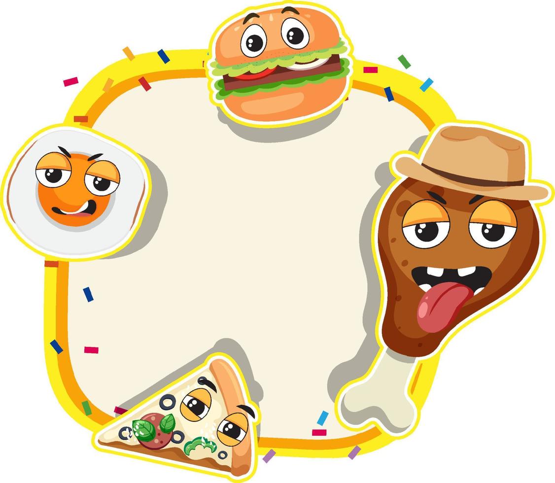 Food cartoon frame for text template vector