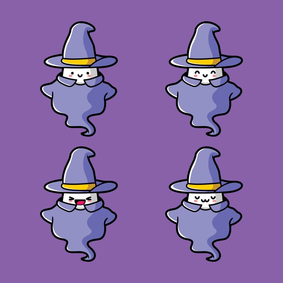 vector illustration of cute little ghost character