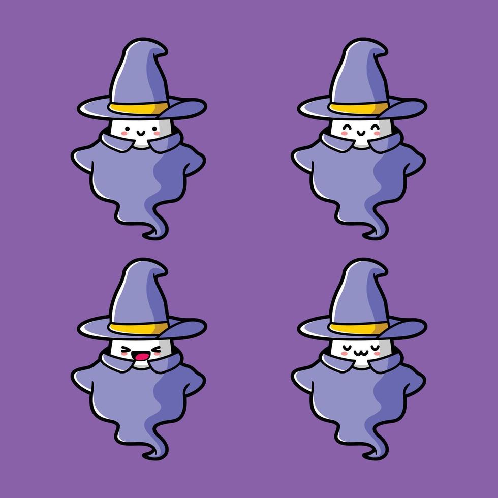 vector illustration of cute little ghost character