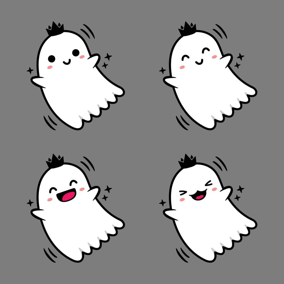 vector illustration of cute little ghost character