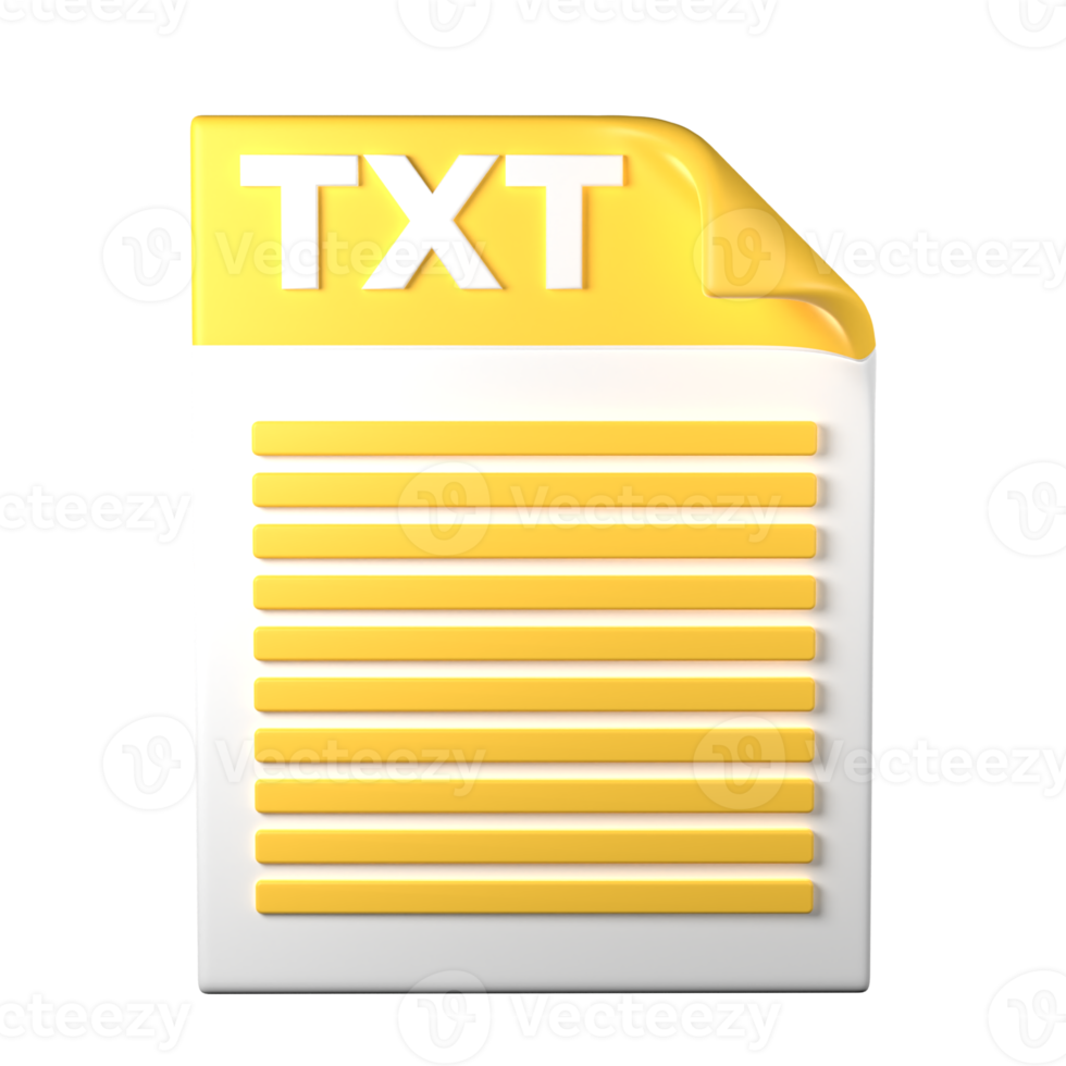 TXT File Type D rendering on transparent background. Ui UX icon design web and app trend png