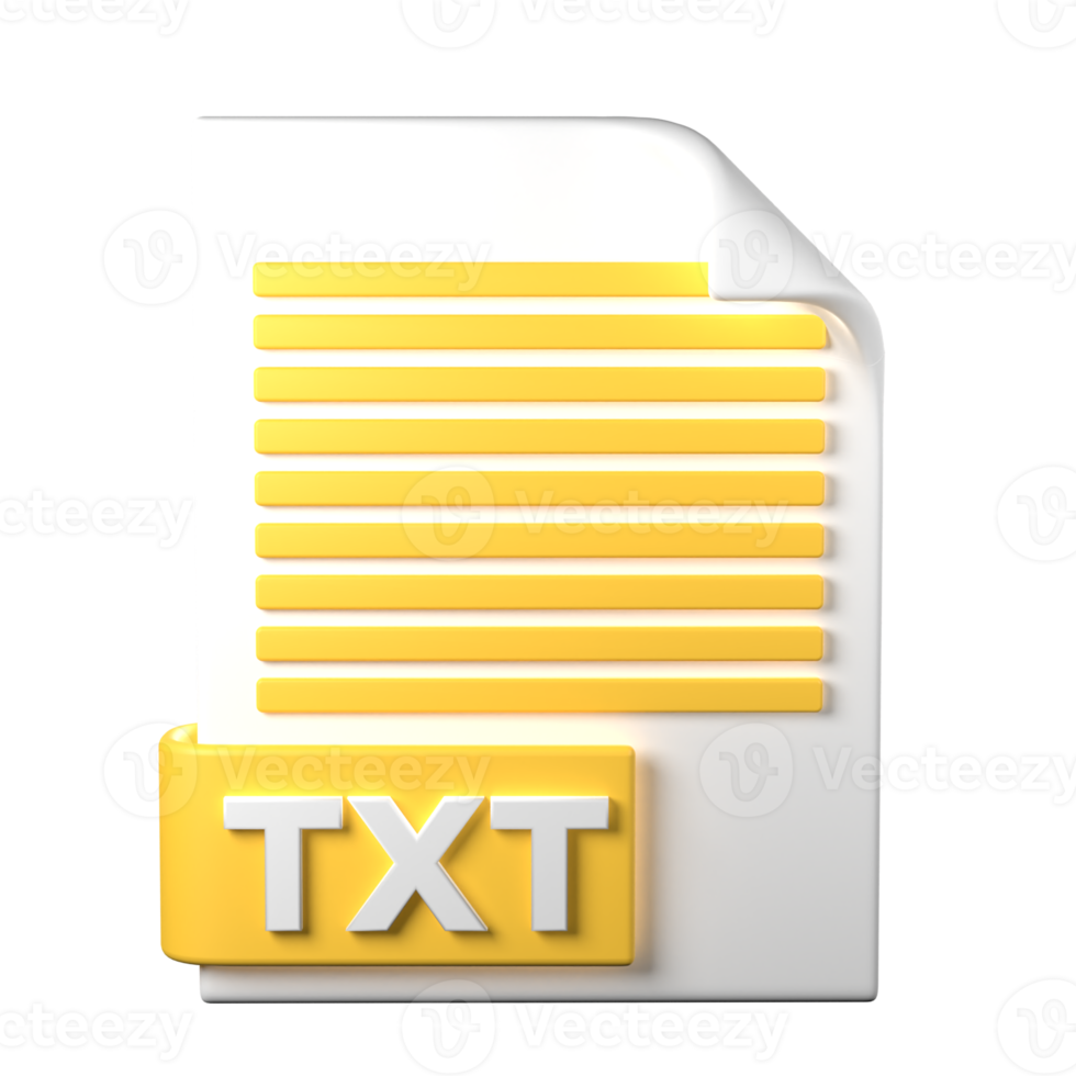 TXT File Type D rendering on transparent background. Ui UX icon design web and app trend png