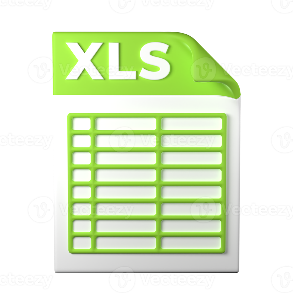 xls archivo tipo 3d representación en transparente antecedentes. ui ux icono diseño web y aplicación tendencia png